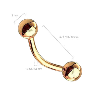 14 Karat Gold Curved Barbell Kugel Gelbgold Weißgold