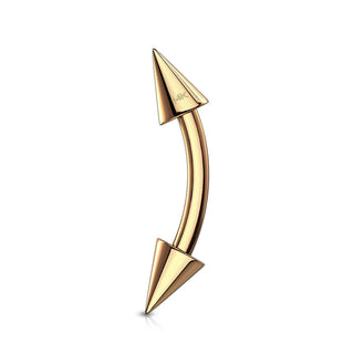 Oro 14 kt Piercing Sopracciglio Punta di lancia