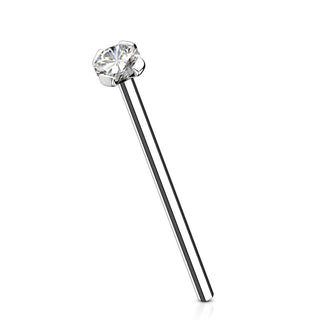 Oro 14 kt Coda di Pesce Zircone rotondo