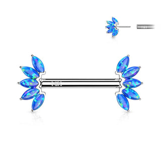 14 Karat Gold Nippelpiercing 5 Marquise Schliff Opal Gelbgold Weißgold Push-In