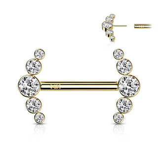 14 Karat Gold Nippelpiercing 5 Zirkonia Gelbgold Weißgold Push-In