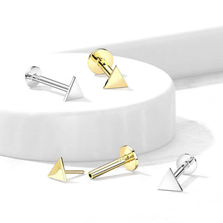 Oro 14 kt Labret Triangolo piatto  Push-In