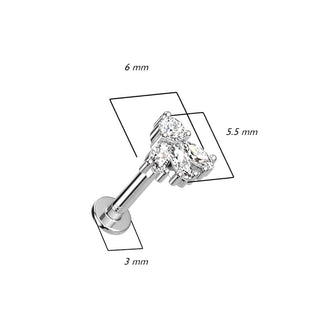 Oro 14kt 3 marquesas Circonita Push In Labret