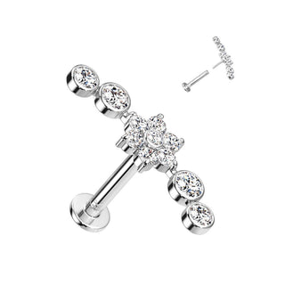 Oro 14kt Flor de Circonita Push In Labret