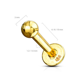 14 Karat Gold Labret Kugel Gelbgold Weißgold