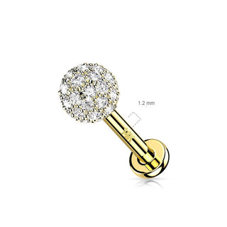14 Karat Gold Labret Zirkonia Gelbgold Weißgold