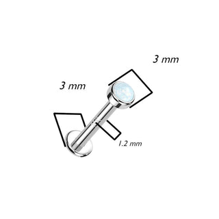 Złoto 585 labret opal gwint wewnętrzny