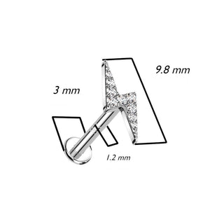 Or 14kt Labret Éclaire Zircone Filetage Interne