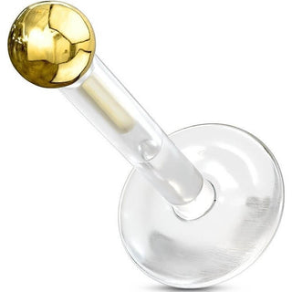 14 Karat Gold Labret Kugel Gelbgold Weißgold Push-In