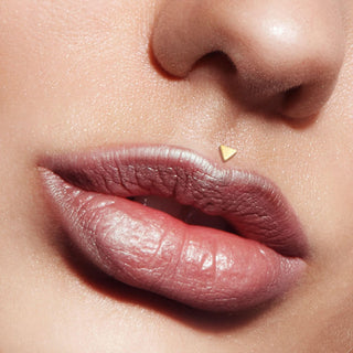 14 Karat Gold Labret Dreieck Flach Gelbgold Weißgold Push-In