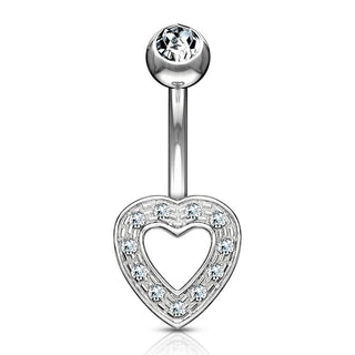 Or 14kt Piercing Nombril Cœur Zircone