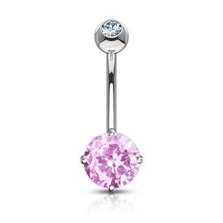 14 Karat Gold Bauchnabelpiercing Zirkonia Rund Gelbgold Weißgold