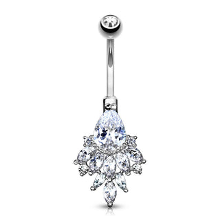 Or 14kt Piercing Nombril Poire Zircone