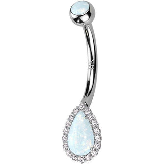 Oro 14 kt Piercing Ombelico Goccia in Zircone / Opale