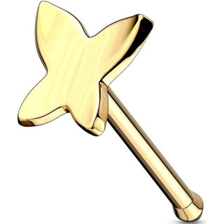 Oro 14 kt Stud Nasale Farfalla