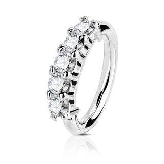 14 Karat Gold Ring 5 Zirkonia Gelbgold Weißgold Biegbar