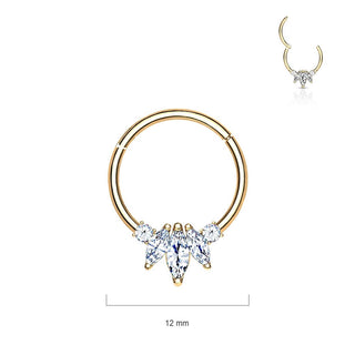 14 Karat Gold Ring 3 Zirkonia Marquse Schliff Gelbgold Weißgold Clicker