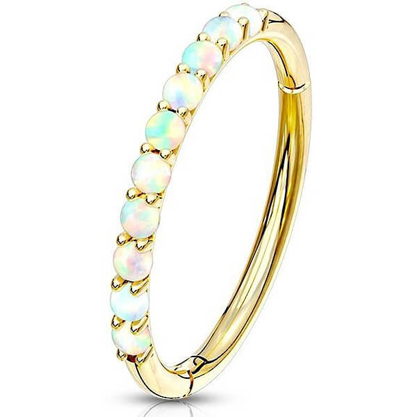 Solid Gold 14 Carat Ring Opal Clicker – Gold Piercing