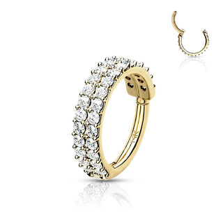 14 Karat Gold Ring 2 Reihen Zirkonia Gelbgold Weißgold Clicker