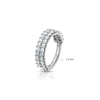 14 Karat Gold Ring 2 Reihen Zirkonia Gelbgold Weißgold Clicker