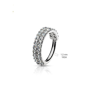 14 Karat Gold Ring 2 Reihen Zirkonia Gelbgold Weißgold Clicker