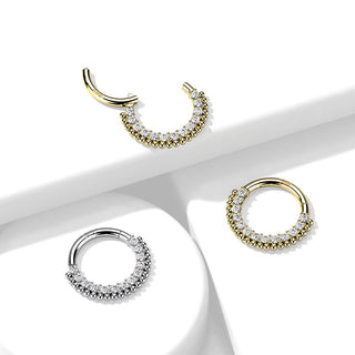 14 Karat Gold Ring Zirkonia Gelbgold Weißgold Clicker