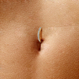 Or 14kt Piercing Nombril Zircone Inversé Cliqueur