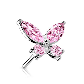 Oro 14kt Top Circonitas Mariposa Push In