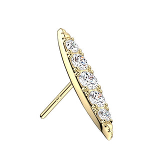 Or 14kt Embout Ovale Zircone Enfoncer