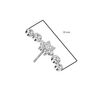 Or 14kt Embout Embout Fleur Zircone Enfoncer