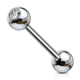 Oro 14 kt Barbell Sfera con zircone