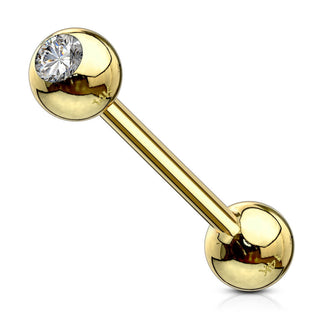 Oro 14 kt Barbell Sfera con zircone