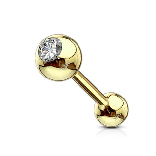 Oro 14 kt Barbell Sfera con zircone