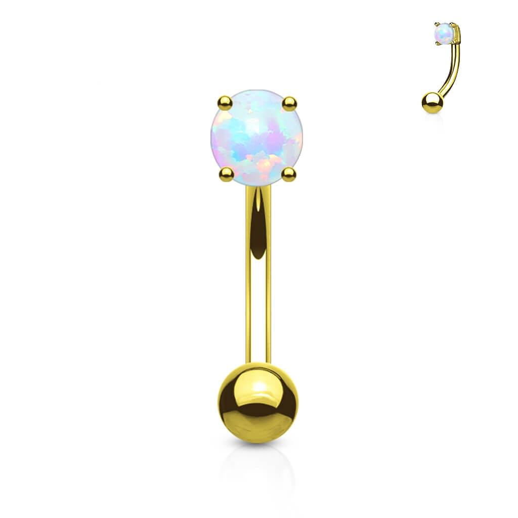 Oro 14 kt Piercing Sopracciglio Opale a sfera