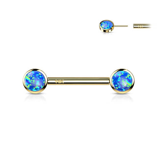 Solid Gold 14 Carat Nipple Piercing Round Zirconia Push-In