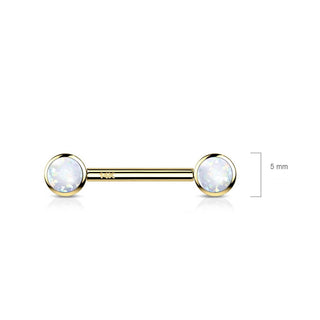 Solid Gold 14 Carat Nipple Piercing Round Zirconia Push-In