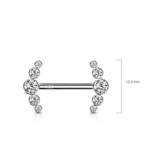 Solid Gold 14 Carat Nipple Piercing 5 Zirconia Push-In