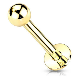 Solid Gold 14 Carat Labret Ball Push-In