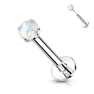 Solid Gold 14 Carat Labret Round Opal Push-In