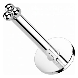 Solid Gold 14 Carat Labret Triangle Ball Push-In