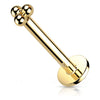 Solid Gold 14 Carat Labret Triangle Ball Push-In