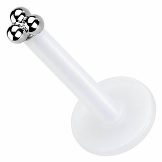 Solid Gold 14 Carat Top with Labret Triangle Ball Push-In