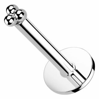 Solid Gold 14 Carat Top with Labret Triangle Ball Push-In