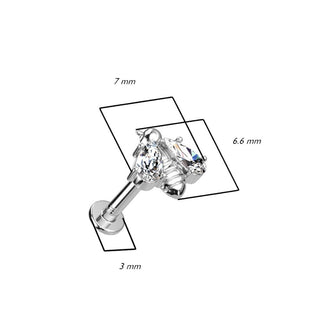 Oro 14 kt Labret Ape di zirconi Push-In