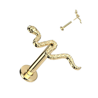 Solid Gold 14 Carat Labret Snake Push-In