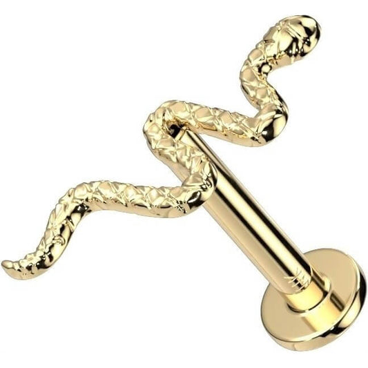Solid Gold 14 Carat Labret Snake Push-In