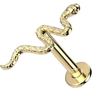 Or 14kt Labret Serpent Enfoncer