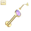 Solid Gold 14 Carat Labret drop opal Push-In