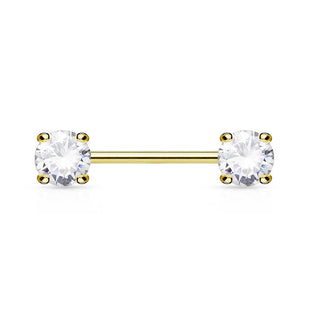 Solid Gold 14 Carat Nipple Piercing Zirconia