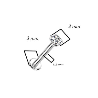 Or 14kt Labret Zircone Filetage Interne